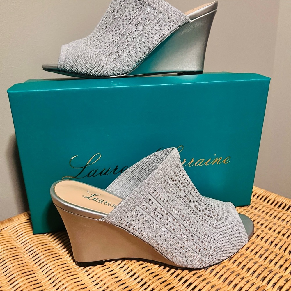 Lauren Lorraine Glittering Silver Wedges